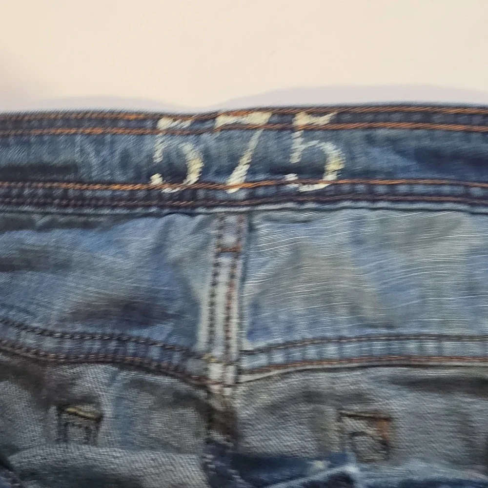 575 Denim Mens Straight Leg Buttin Fly Distressed Whiskered Blue Jeans LA Sz 38